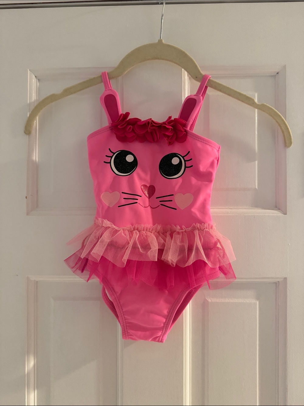 Ingear Pink Ruffled Bunny Face One-Piece Swimsuit